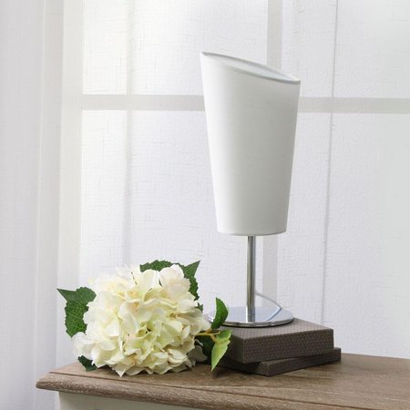 STAR BRITE Simple Designs Mini Chrome Table Lamp with Angled Fabric Shade, White ST2519969